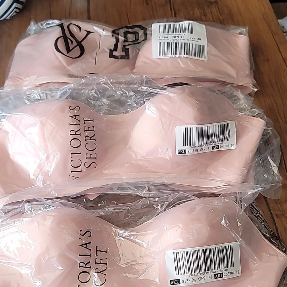 Victoria's secret BARE angelight wireless scoop lounge bra LARGE SOFT BLUSH